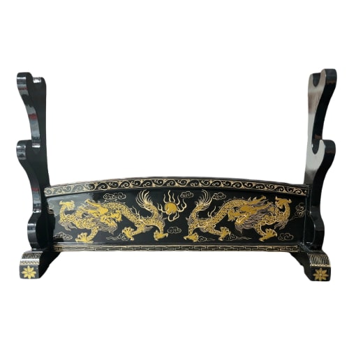 Handgefertigter Katana-Ständer mit Drachenmotiv
